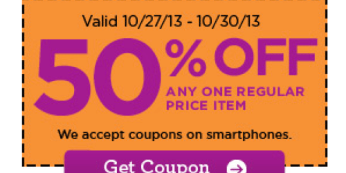 Michaels: 50% Off Any Regular Price Item Coupon