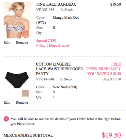Victoria's Secret: FREE Shipping & FREE Panty with Bra Purchase + Redeem  Secret Reward Cards