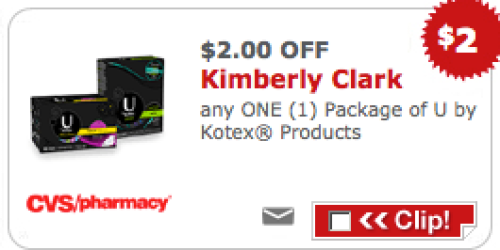 New $2/1 U by Kotex Product CVS Store Coupon (No Size Restrictions!) = FREE 18ct U by Kotex Liners