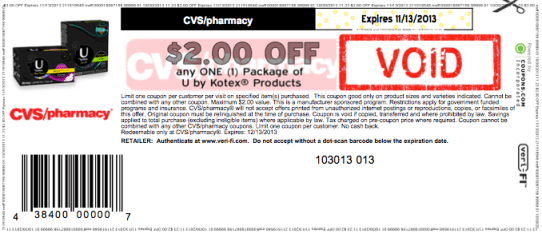 New 2/1 U by Kotex Product CVS Store Coupon (No Size Restrictions