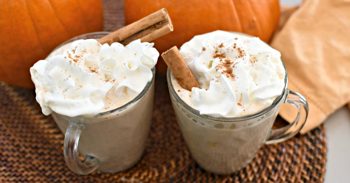 2 pumpkin spiced lattes with whipped cream