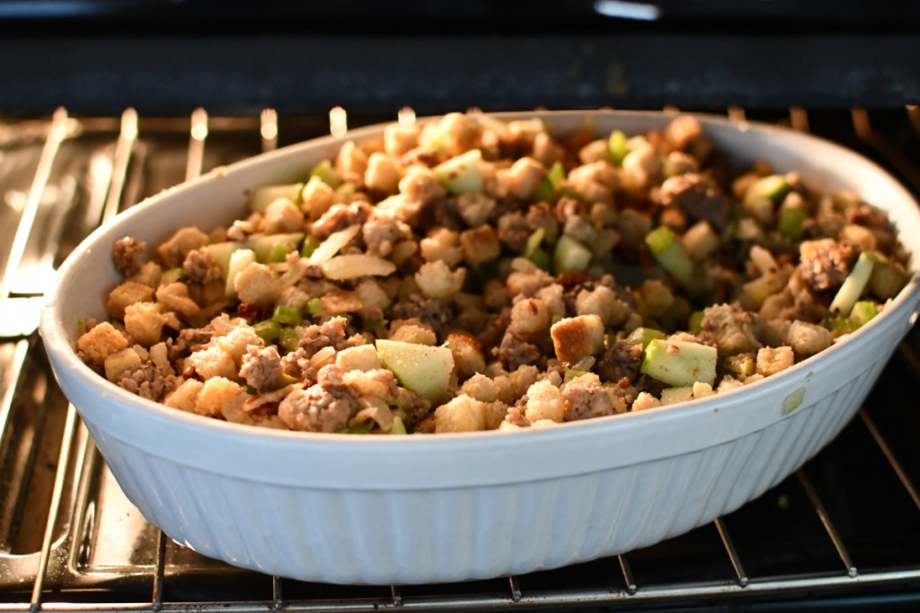 baking stuffing in the oven