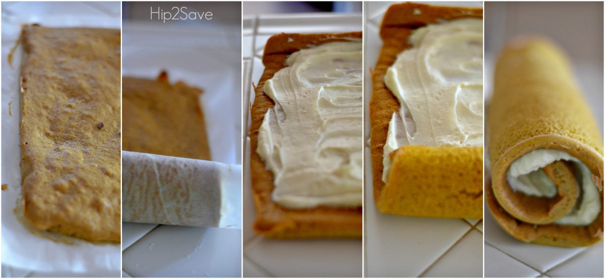 How to frost a pumpkin roll with cream cheese for this recipe
