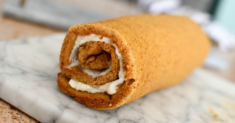 rolled up pumpkin roll