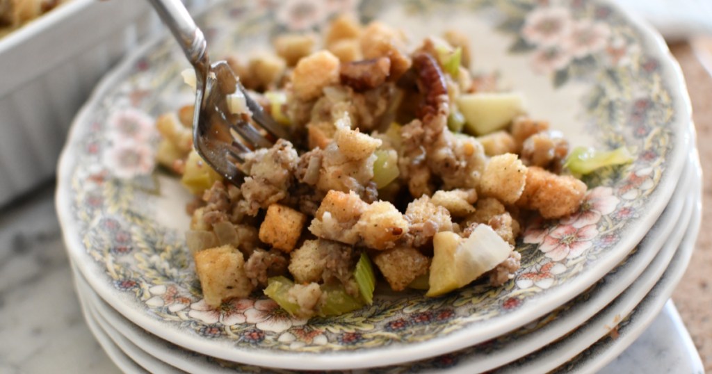 sausage stuffing on a plate
