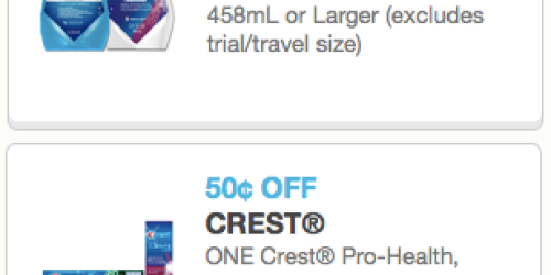 Two New Crest Coupons = Great Deals on Mouth Rinse & Toothpaste at Walgreens (Through 11/9)