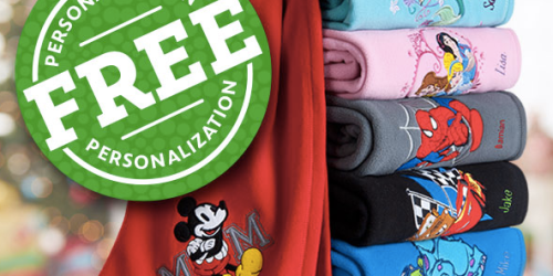 DisneyStore.com: FREE Personalization ($4.95 Value) + Disney Fleece Throws & Pullovers Only $12