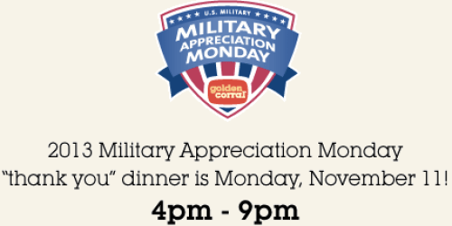 Golden Corral: FREE “Thank You” Meal on November 11th (Veterans & Active Duty Military Only)