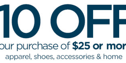 JCPenney: $10 Off $25 Select Apparel, Shoes, Accessories, & Home In-Store Coupon