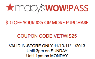 Macy S New 10 Off 25 Purchase Coupon Valid 11 10 And 11 11