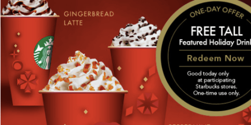 Starbucks: *HOT* Free Tall Featured Holiday Drink Today Only (Select Rewards Card Members Only)
