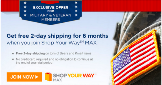 Free 6 Month Shop Your Way MAX Membership for Military & Veteran ...