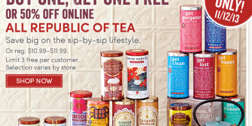 World Market: Buy 1 Get 1 Free All Republic of Tea In-Store OR 50% Off Online (Valid Today Only!)