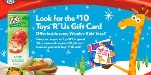 Wendy’s: FREE $10 ToysRUs Gift Card with $50 Purchase (Coupon Found Inside Kid’s Meals) + More