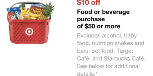 Target: New $10 Off $50 Select Grocery or Beverage Purchase Mobile Coupon