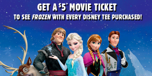 The Children’s Place: FREE $5 Frozen Movie Ticket with Every Disney Tee Purchase (In-store Only)