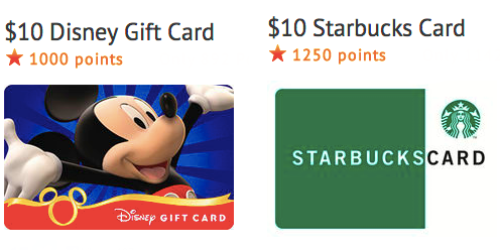 Disney Movie Rewards: $10 Disney Gift Card Only 1,000 Points or $10 Starbucks Gift Card 1,250 Points