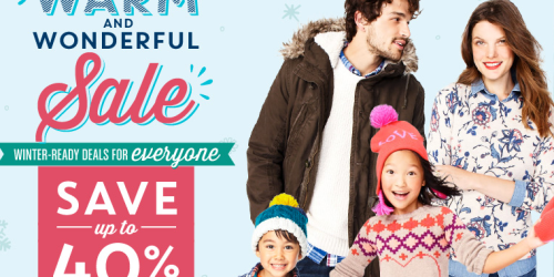 Old Navy: $15 Off $50 In-Store Purchase (Valid 11/22 & 11/23 Only) + 40% Off Outerwear Sale Thru Tomorrow