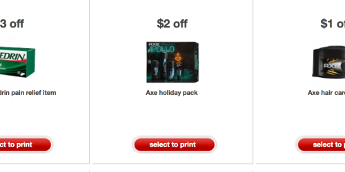Target: A Few New Printable Store Coupons = Axe Gift Sets Only $3.49 (Reg. $9.99!) – After Gift Card