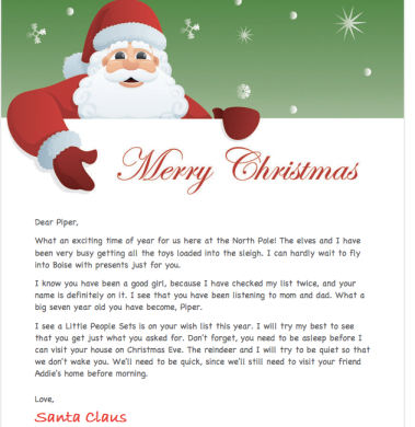 FREE Personalized Letter from Santa Download (OR Personalized Letter ...
