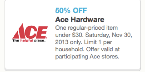 Ace Hardware: RARE 50% Off One Regular-Priced Item Coupon (Valid Today Only)