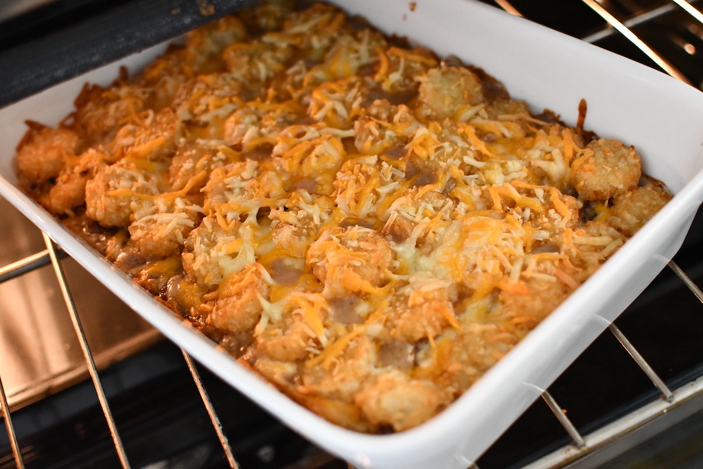 tater tot casserole in oven 