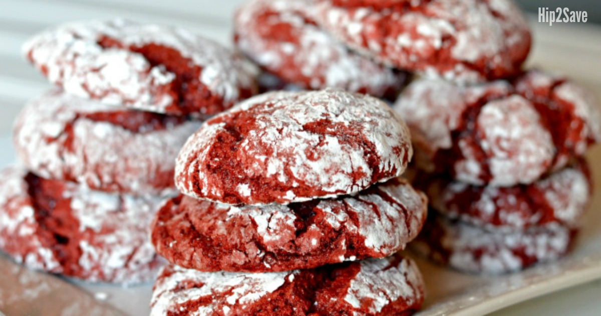 red velvet box cake cookies recipe – baked cookies on a plate