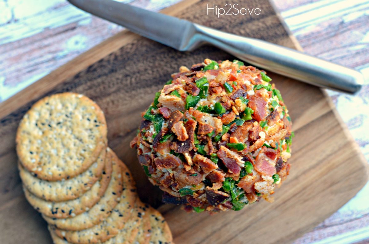 Homemade Bacon Jalapeno Cheese Ball for tailgating 