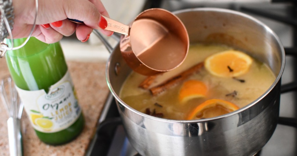 pouring lemon juice