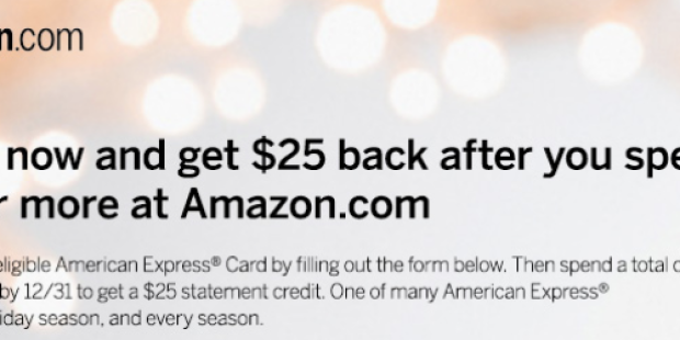American Express Cardholders: Get $25 Back w/ $75+ Amazon.com Purchase (Register Your Card Now)