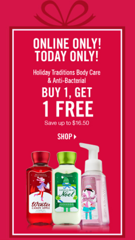 Bath & Body Works: 2 FREE Holiday Lotions, Body Creams or Shower Gels ...