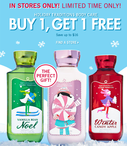 Bath & Body Works 2 Free Holiday Traditions Body Care Items With 10