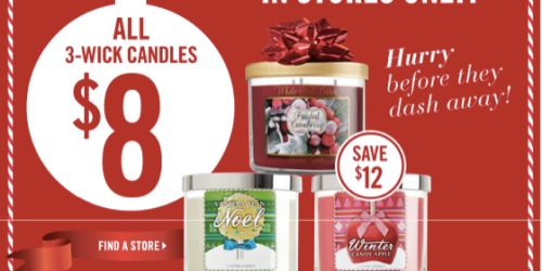 Bath & Body Works: All 3-Wick Candles Only $8 Each (Regularly $20) – Today Only In-Stores Only