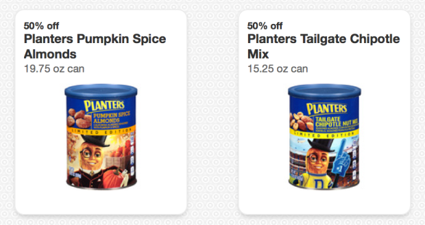 Target: 50% Off Planters Pumpkin Spice Almonds & Tailgate Chipotle Mix Cartwheel Savings Offers