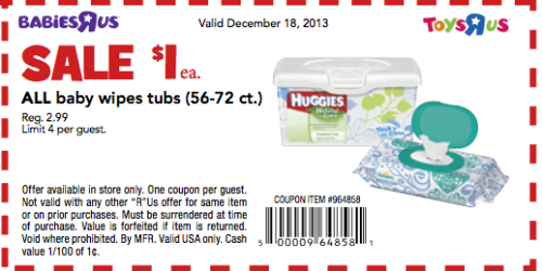 ToysRUs & BabiesRUs: *HOT* Huggies & Pampers Baby Wipes $0.50 – Reg. $2.99 (Tomorrow Only!)