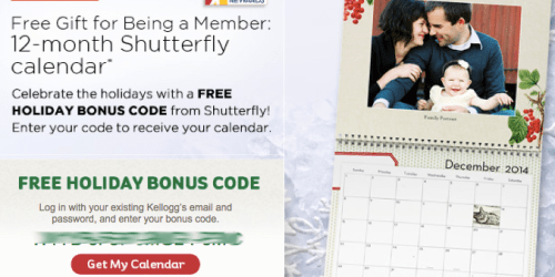 Kellogg’s Family Rewards Members: Possible Free Shutterfly Wall Calendar – Just Pay Shipping (Check Your Inbox)