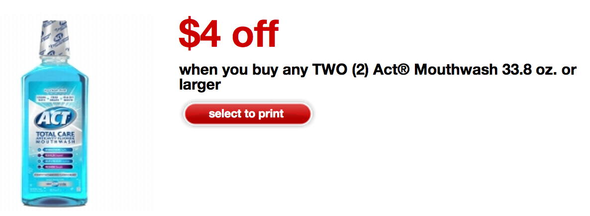 High Value $4/2 ACT Mouthwash Coupon