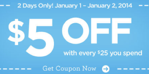 Michaels: Save $5 for Every $25 You Spend (January 1st – January 2nd Only)