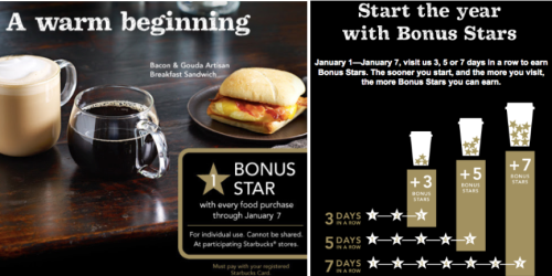 Starbucks: Bonus Star w/ Food Purchase or Multiple Visits (Select Starbucks Rewards Members)