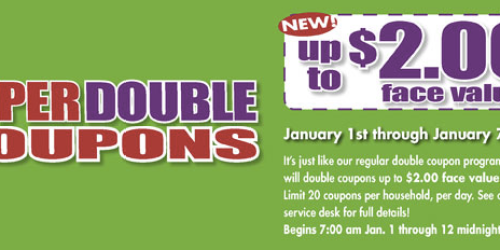 Harris Teeter: Super Double Coupons – Will Double Coupons Up to $2 Face Value (January 1st-January 7th)