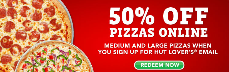 Pizza Hut: 50% Off Medium and Large Pizzas = Medium Hand-Tossed Cheese ...