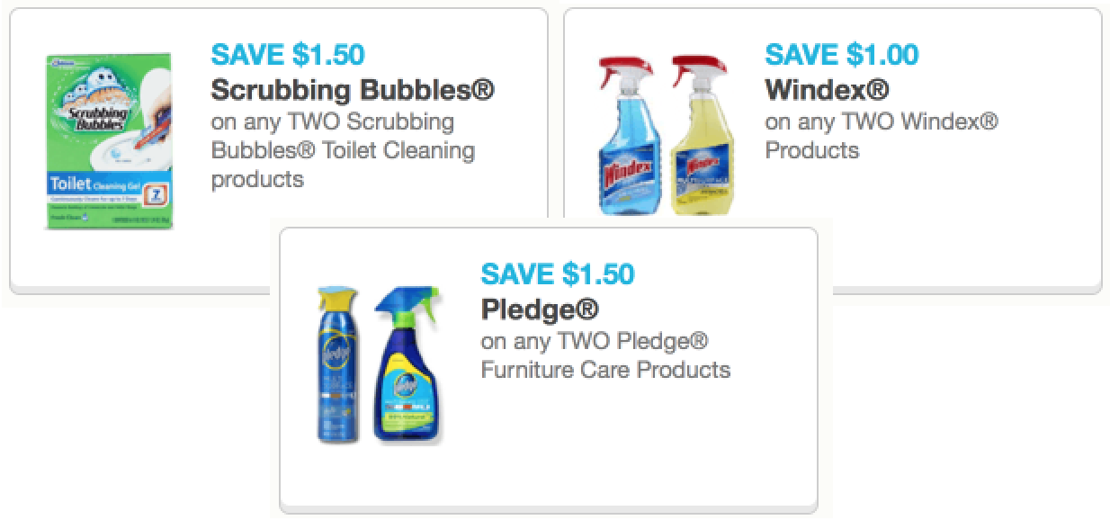 New Cleaning Product Coupons Scrubbing Bubbles, Pledge, Windex Touchup & More