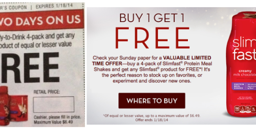 CVS: *HOT* Slimfast 4-pack Shakes Only $0.50 Each