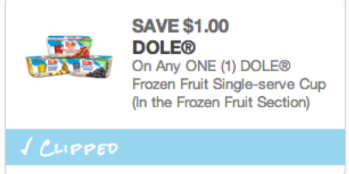 Rare $1/1 Dole Frozen Fruit Single-Serve Cups Coupon = Only $0.87 Each at Walmart (Healthy Snack Idea!)
