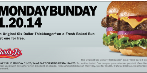 Carl’s Jr. & Hardee’s: Buy 1 Get 1 FREE Thickburger (Tomorrow Only!)