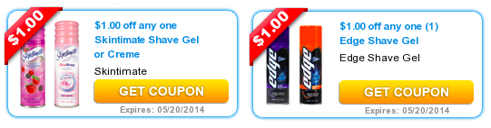 High Value $1/1 Skintimate Shave Gel & $1/1 Edge Shave Gel Coupons ...