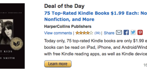 Amazon: 75 Top-Rated Kindle Books Only $1.99 – Reg. $9.99 to $19.99 (Today Only!)