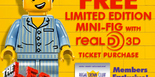 Regal Crown Club Members: FREE Emmet Mini-Figure with real3D Ticket Purchase to The LEGO Movie (+ FREE Song Download with Online Ticket Purchase!)