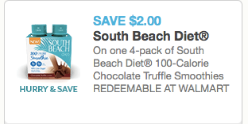 High Value $2/1 South Beach Diet 100-Calorie Chocolate Truffle Smoothies Coupon