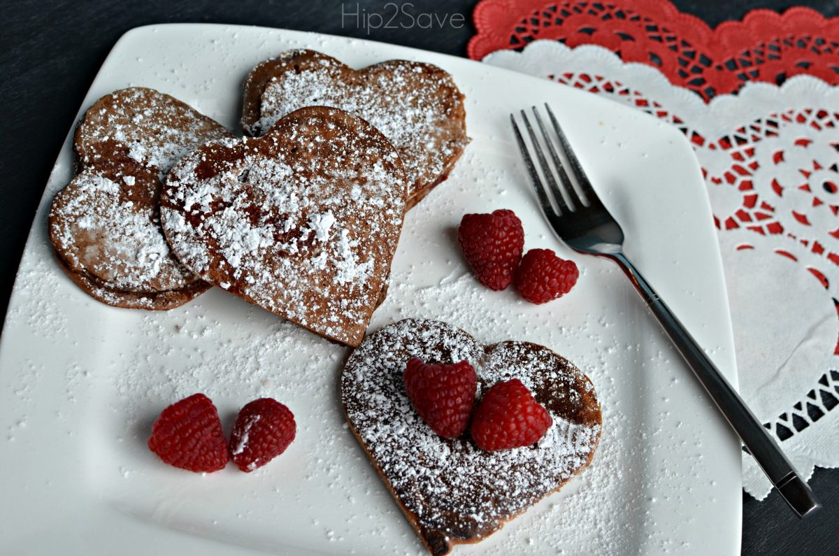 homemade chocolate pancakes for Valentine's Day